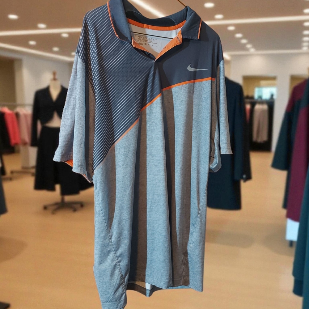 Nike Men's Polo Shirt in Gray and Orange